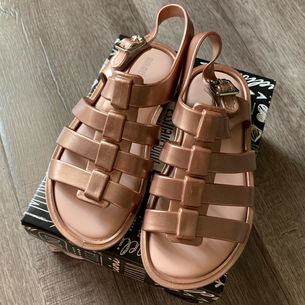 Mini Melissa flox shine ballet flat sandal size 10